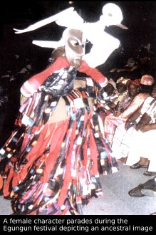 A character from the Afrikan ancestral celebrations called Egungun